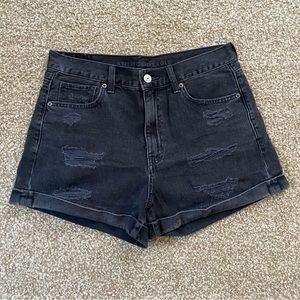American Eagle Black Denim Mom Shorts